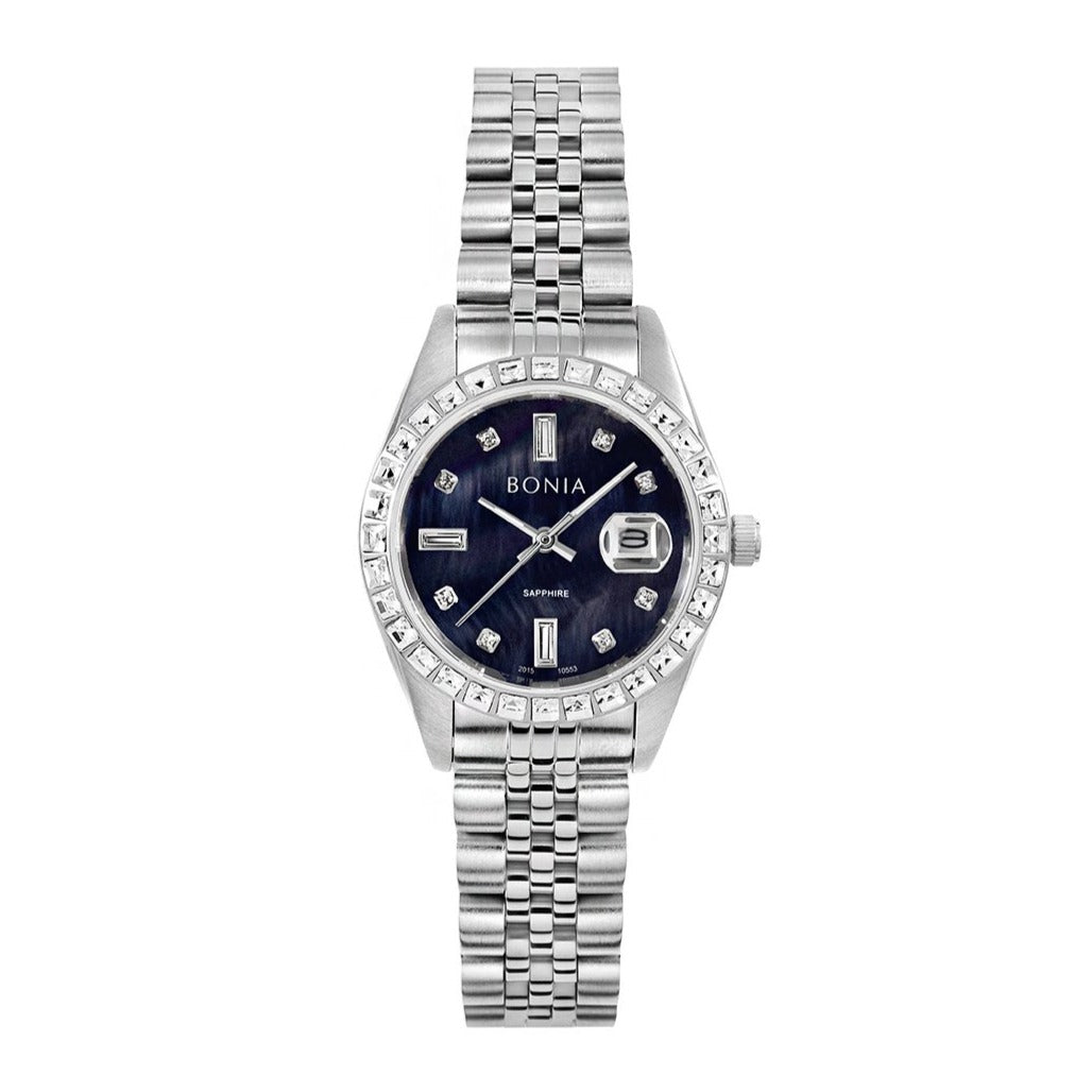 Original] Bonia BNB10667-2317S Elegance Women Watch with Sapphire Glass  Silver Stainless Steel Decorated Fine Crystals