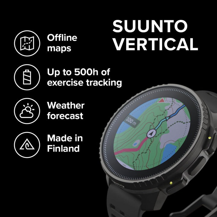 Suunto Vertical All Black - Large Screen Adventure Watch For Outdoor Expeditions And Training