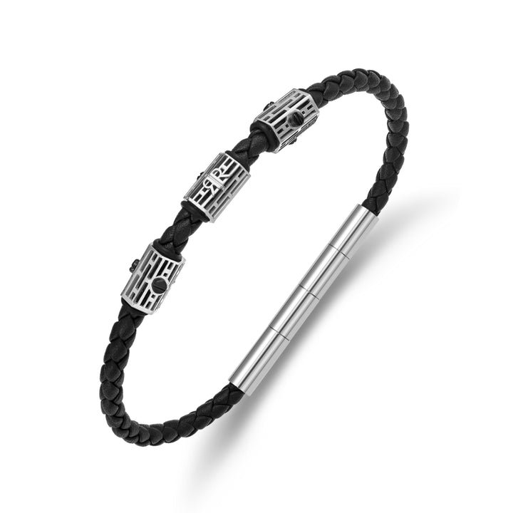 Cerruti 1881 Adriano Leather Bracelet - Black CJCIAGB0012001