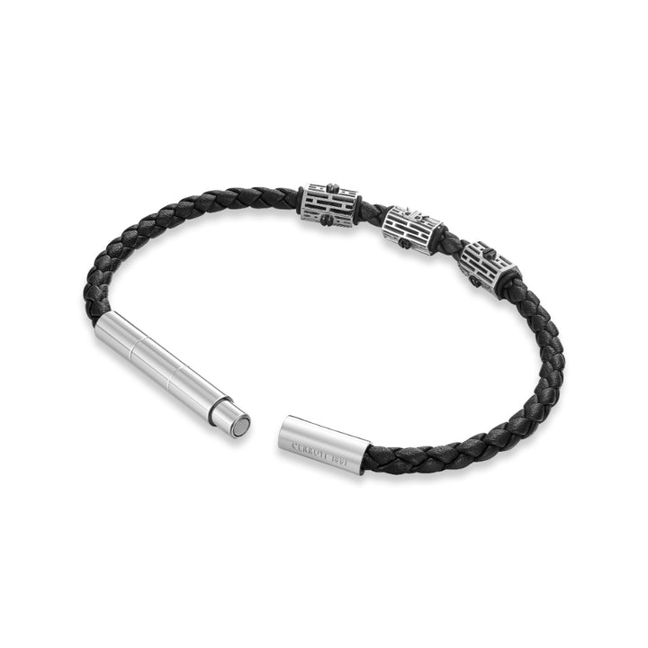Cerruti 1881 Adriano Leather Bracelet - Black CJCIAGB0012001