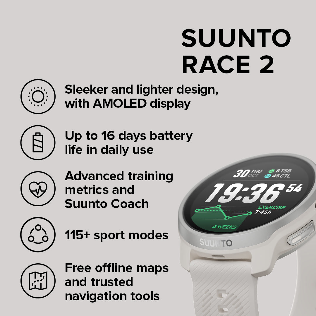 Suunto Race 2 Feather Gray SUSS051201000 – Solar Time™
