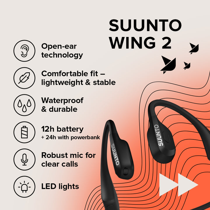 Suunto Wing 2 Ear Headphones - Black SUSS051259000