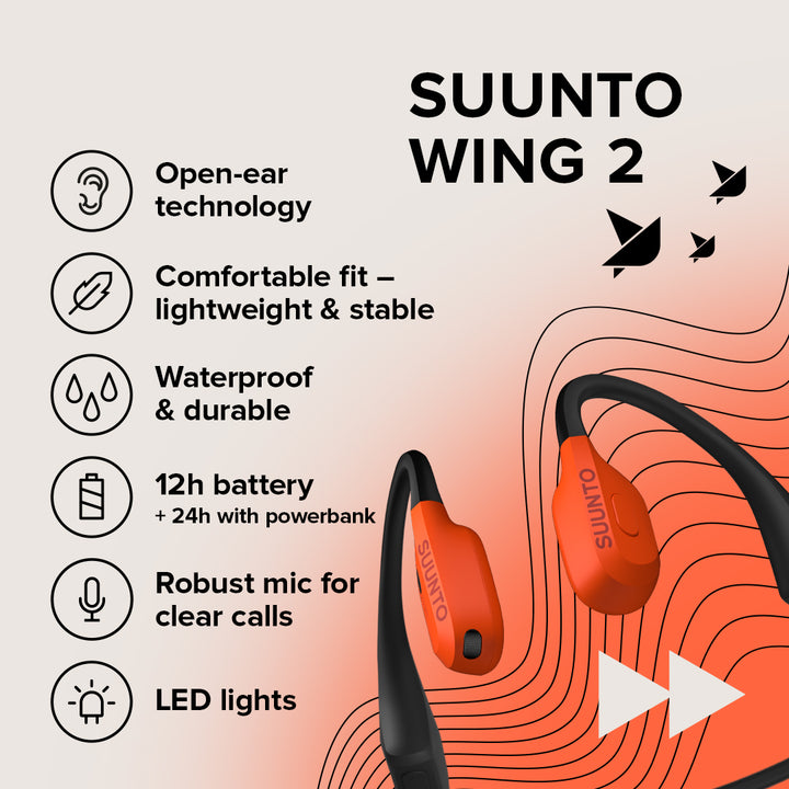 Suunto Wing 2 Ear Headphones - Coral Orange SUSS051260000