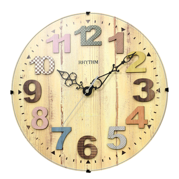 Rhythm Wall Clock Wooden 3D Numerals RTCMG117NR06