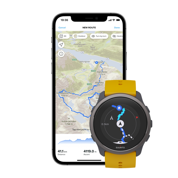 Suunto 5 Peak Ochre - Lightweight multisport watch for training, exploring and wellbeing-Made in Finland with 100% renewable energy