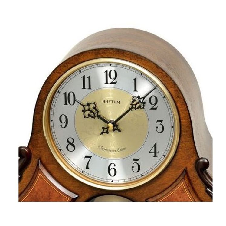 Rhythm Table Clock Wooden Westminster Chime RTCRJ742BR06 Solar Time™